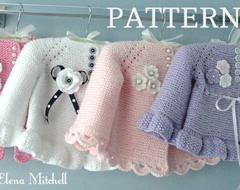 Knitting PATTERN Baby Jacket Baby Cardigan Garter Stitch Knit Pattern Baby Girl Jacket Newborn Girl Coat Knitting Cardigan Baby PATTERN