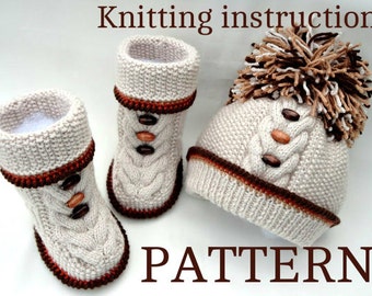 Knitting PATTERN for Babies Knitted Baby Set Baby Shoes Baby Beanie Baby Hat Pattern Baby Booties Baby Boy Baby Girl Pattern ( PDF file )