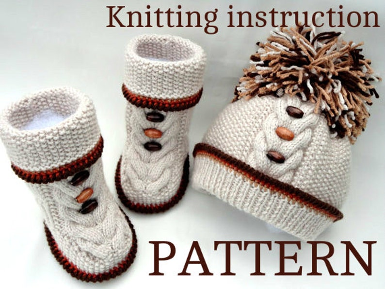 Knitting PATTERN for Babies Knitted Baby Set Baby Shoes Baby Beanie Baby Hat Pattern Baby Booties Baby Boy Baby Girl Pattern PDF file image 1