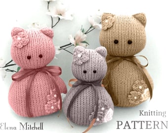 MOTIF de tricot Chats, jouets tricotés MOTIF de tricot d'animaux en tricot en anglais ( PDF )