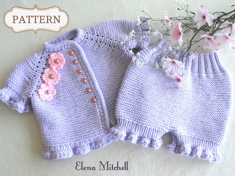 Knitting PATTERN Baby Girl Jacket Knitted Baby Bloomers Etsy