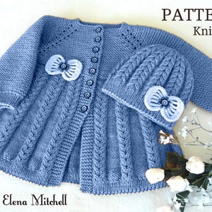 Knitting PATTERN Baby Jacket Knitted Baby Cardigan Baby Hat Baby Beanie Pattern Knit Baby Sweater Baby Girl Outfit PATTERN in English PDF
