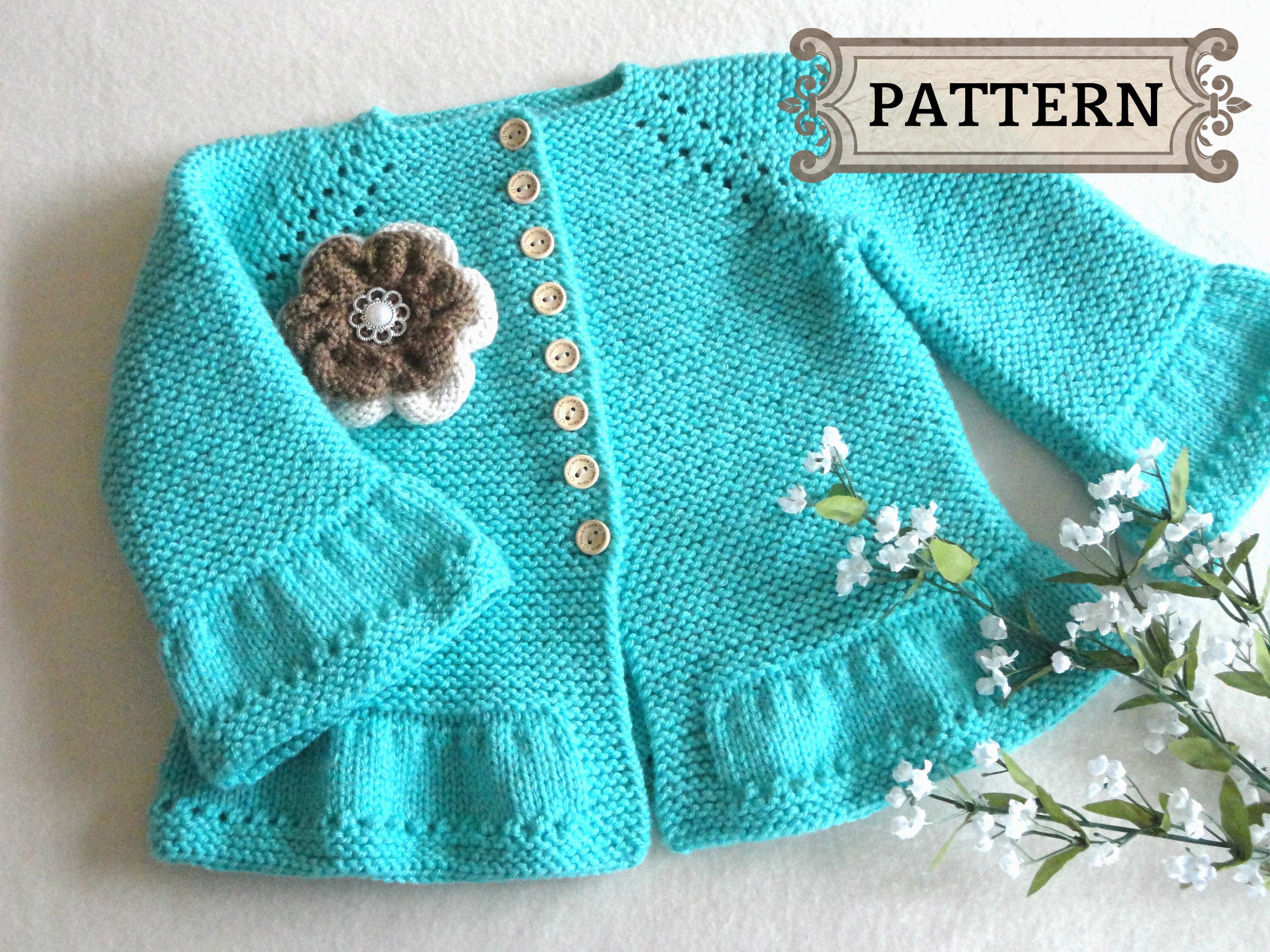 Knitting PATTERN Baby Jacket Baby Girl Cardigan Garter Stitch Etsy