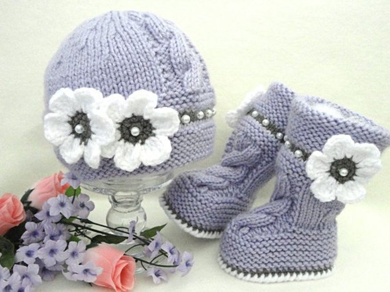 Knitting PATTERN Baby Set Infant Baby Hat Babies Baby Shoes Newborn Knitted Baby Hat Baby Booties Baby Boy Baby Girl Pattern PDF file image 5