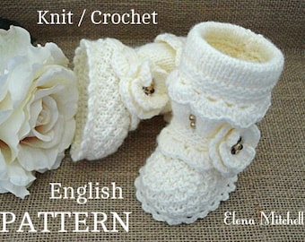 Knitting PATTERN Baby Booties Baby Shoes Knitted Baby Girl Booty Infant Pattern Newborn Knitting Clothes Baby Girl Pattern ENGLISH in PDF