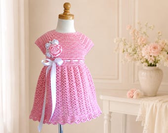 Crochet Girl Dress Pattern PDF, Toddler Dress, Sizes 1–6 Years