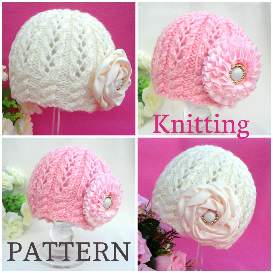 Knitting PATTERN Baby Beanie Knit Pattern Baby Hat Baby Girl Cap