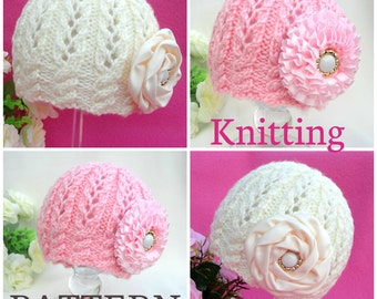 Knitting PATTERN Baby Beanie Knit Pattern Baby Hat Baby Girl Cap Knitted Girl Pattern Newborn Hat Infant Bonnet PATTERN Only PDF File