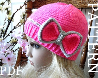 Knitting PATTERN Hat Knitted Girls Beanie Women Hat Pattern Knitted Cap Toddler Hat Pattern Children Hat Knitting Pattern in English ( PDF )