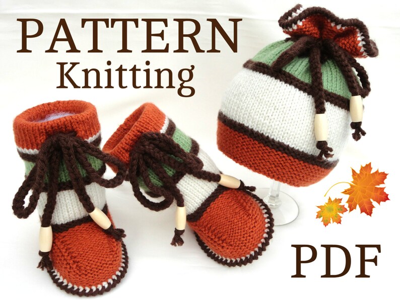 Knitting PATTERN Baby Set Knitted Baby Hat Baby Booties Baby image 0