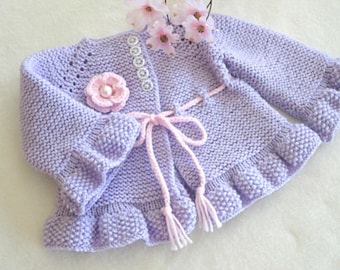 MOTIF de tricot veste bébé cardigan bébé point mousse modèle de tricot veste bébé fille manteau fille nouveau-né cardigan à tricoter MOTIF de bébé