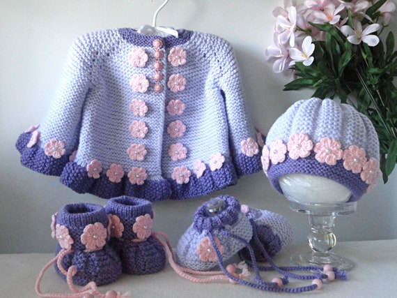 Knitting PATTERN Baby Jacket Baby Cardigan Garter Stitch Baby Hat Baby  Shoes Baby Booties Newborn Girl Coat Knitting Cardigan Baby PATTERN 