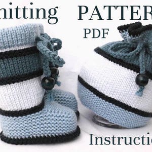 Knitting PATTERN Baby Set Knitted Baby Hat Baby Booties Baby Boy Baby Girl Knitted Baby Outfit Pattern Baby Shoes Pattern in English ( PDF )