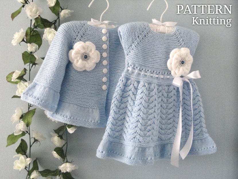 Knitted baby dresses hotsell