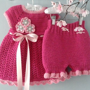 Crochet PATTERN Baby Dress Knitting PATTERN Baby Bloomers Knitted ...
