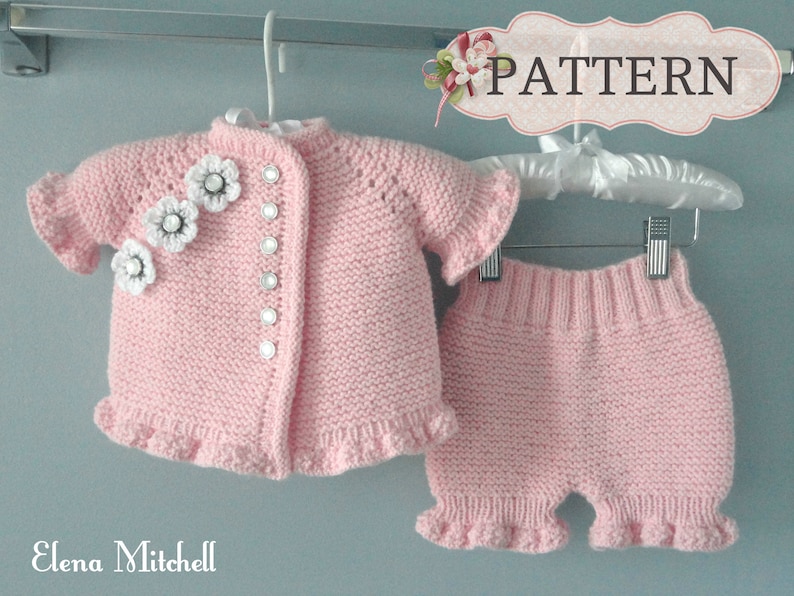 Knitting PATTERN Baby Girl Jacket Knitted Baby Bloomers Etsy UK