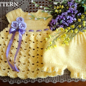 Crochet PATTERN Baby Dress Knitting PATTERN Baby Bloomers Knitted Diaper Cover Pattern Crocheted Baby Dress Pattern Baby Girl Outfit PDF