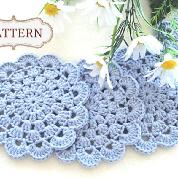 Motif au crochet Napperon au crochet Motif de sous-bocks Décoration d'intérieur Motif de nappe au crochet Napperon au crochet Motif rond au crochet pour napperons Fichier PDF