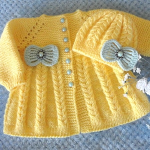 Knitting PATTERN Baby Jacket Knitted Baby Cardigan Baby Hat Baby Beanie Pattern Knit Baby Sweater Baby Girl Outfit PATTERN in English PDF