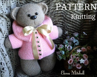 Modèle de tricot ours en peluche jouet modèle animal ours tricoté à plat modèle de poupée en tricot Amigurumi jouets pour bébés modèle pour enfants PDF (anglais)