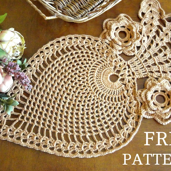 FREE Crochet PATTERN Vintage Pattern Crochet Placemat Crochet Pineapple Table Topper Crochet Doily Crochet Table Mat Crochet Tablecloth