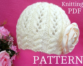 PATRÓN de tejer Gorro de bebé niña Gorro Gorro de bebé de punto Patrones Gorro de bebé Gorro de bebé niña recién nacida Ropa para niños Gorro de bebé tejido PATRÓN