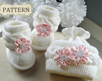Knitting PATTERN Baby Set Baby Shoes Knitted Baby Hat Pattern Baby Booties Baby Boy Baby Girl Pattern ( PDF file )