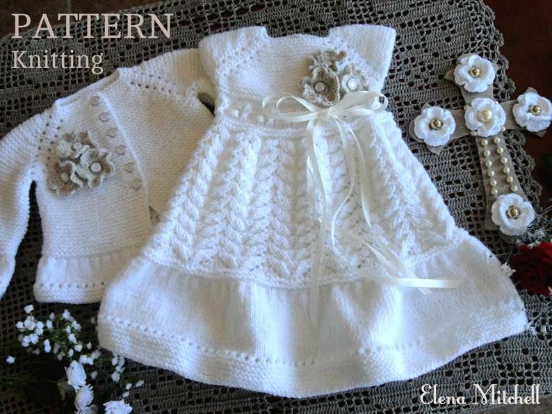 Knitting PATTERN Baptism Baby Set Christening Baby Dress Etsy