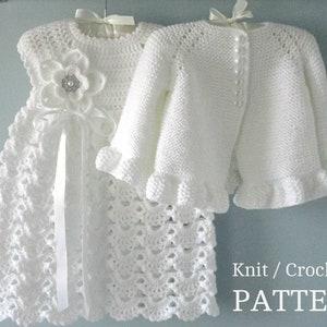 Knitting PATTERN Baby Jacket Crochet PATTERN Baby Dress Baby Cardigan Baby Girl Pattern Baby Outfit Newborn Baby Girl Clothes Pattern PDF