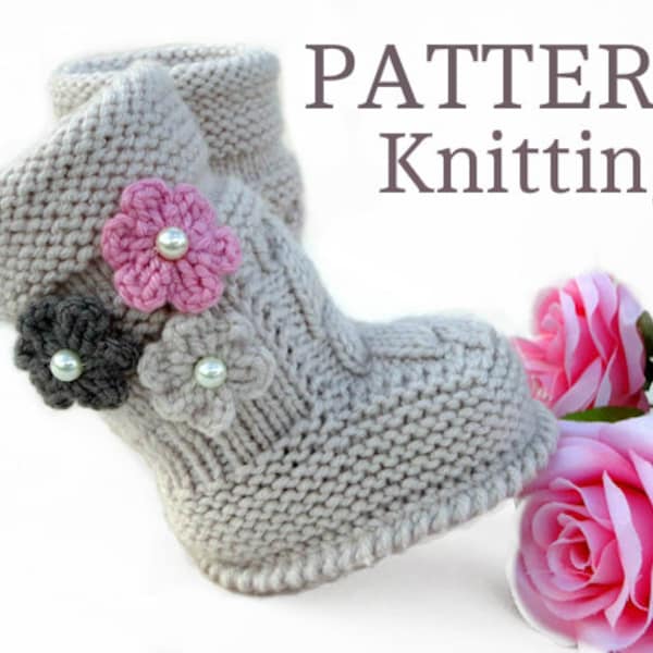 P A T T E R N Baby Booties Baby Mädchen Schuhe Muster Gestrickte Baby Booties Muster Baby Booty Baby Uggs Muster Babystiefel (PDF-Datei)