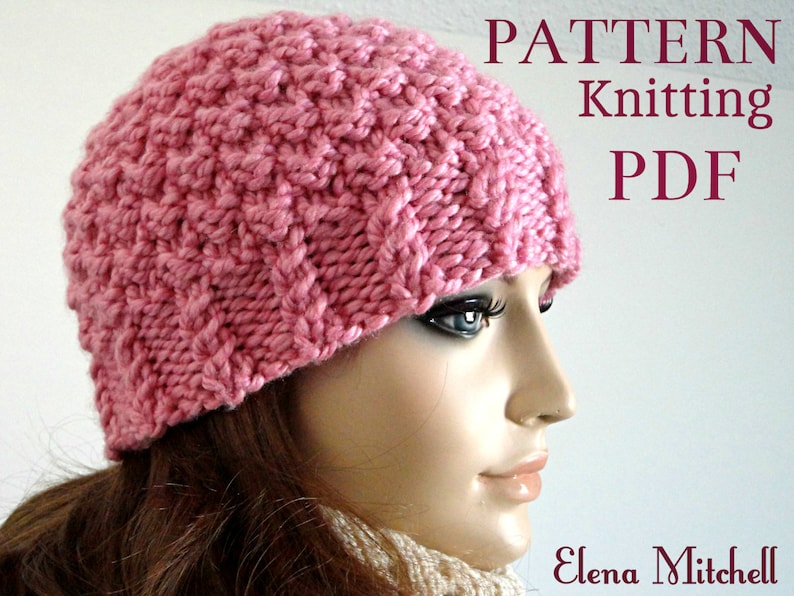 Instant Download Knitting Pattern Hat Knit Beanie Pattern Women Hat ...