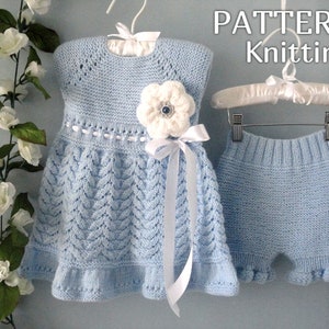 Knitting PATTERN Baby Dress Knitted Diaper Cover Baptism Dress Christening Baby Dress Baby Bloomers Knitted Baby Pants PATTERN in English