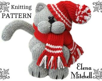 Knitting PATTERN Animal Cat Knitted Cat Toys Patterns Children Toy Knitting Doll Pattern Amigurumi Cat Baby Kids Toys Pattern PDF file