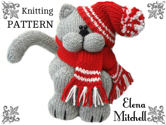 Knitting Pattern Animal Cat Knitted Cat Toys Patterns Children Toy Knitting Doll Pattern Amigurumi Cat Baby Kids Toys Pattern Pdf File