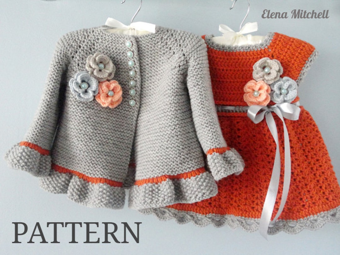 Knitting PATTERN Baby Jacket Crochet PATTERN Baby Dress Baby Cardigan