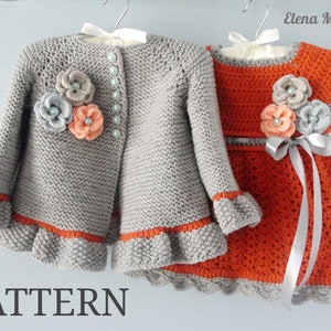 Knitting PATTERN Baby Jacket Crochet PATTERN Baby Dress Baby Cardigan Baby Girl Pattern Baby Outfit Newborn Baby Girl Clothes Pattern PDF