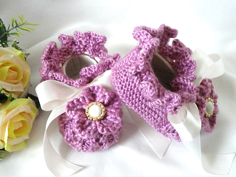 Knitting PATTERN Baby Shoes Baby Girl Shoes Newborn Slippers Crib Shoes Knitted Baby PATTERN Baptism Shoes Christening Shoes Knit Shoes PDF image 5