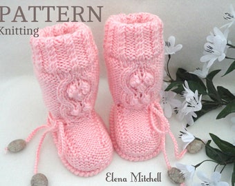 Knitting PATTERN Baby Booties Baby Shoes Pattern Baby Uggs Knitting Patterns Baby Boy Baby Girl Booties Infant Booty Newborn Baby Boots PDF