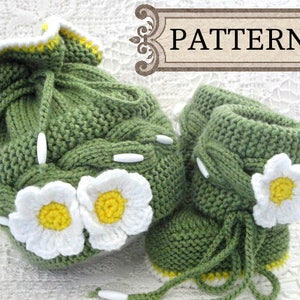 Knitting PATTERN Baby Set Baby Shoes Knitted Baby Hat Pattern Baby Booties Baby Boy Baby Girl Pattern ( PDF file )