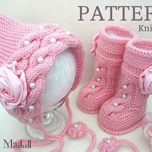 Strickmuster Baby Set Baby Mütze Baby Mütze Mütze gestrickt Baby Schuhe Baby Booties Baby Uggs Strickmuster Babys Baby Mädchen Neugeborene Säuglinge