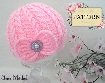 Knitting PATTERN Baby Hat Baby Beanie Knitted Baby Girl Hat Baby Girl Knitting Pattern Baby Cap Infant Knitting Pattern ENGLISH Only PDF