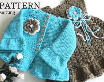 Modèle de tricot Robe bébé Baptême bébé fille Cardigan bébé tricoté Pull bébé Veste bébé Robe tricotée bébé Manteau bébé MOTIF en anglais