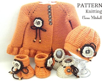 Tricot PATRON Bébé Veste Bébé Cardigan Point Jarretière Bébé Chapeau Bébé Chaussures Bébé Chaussons Nouveau-Né Fille Manteau Tricot Cardigan Bébé PATRON