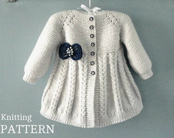 MOTIF de veste pour bébé en tricot Cardigan pour bébé en tricot torsades Veste pour bébé en tricot de pull pour bébé Tenue de bébé fille MOTIF en PDF anglais