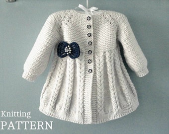 Strickanleitung Baby Jacke Strickjacke Baby gestrickt Zopfmuster Baby Jacke Strick Babypullover Baby Mädchen Outfit MUSTER PDF in Englisch