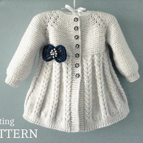 Strickanleitung Baby Jacke Strickjacke Baby gestrickt Zopfmuster Baby Jacke Strick Babypullover Baby Mädchen Outfit MUSTER PDF in Englisch