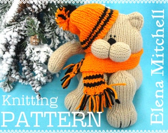 Knitting PATTERN Animal Knitted Cat Stuffed Toys Patterns Children Toy Knitting Doll Pattern Amigurumi Cat Baby Kids Toys Pattern PDF file