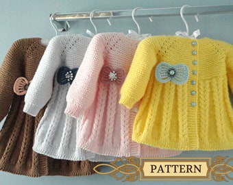 Knitting PATTERN Baby Jacket Knitted Baby Cardigan Knitted Cables Baby Jacket Knit Baby Sweater Baby Girl Outfit PATTERN in English PDF