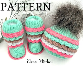 Tricot / Crochet MOTIF Tricoter des chaussons pour bébé Chapeau de bébé Tricoté des chaussures de motif de bébé Crochet tricoté Uggs pour bébé Modèles de bottes pour bébé (fichier PDF)