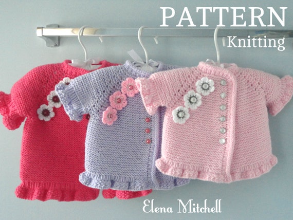 Knitting Pattern Baby Jacket Knitted Baby Sweater Baby Girl Cardigan Knitted Baby Outfit Knit Baby Jacket Newborn Girl Pattern In English